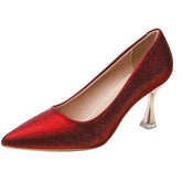 Wine-red High Not Tired Feet Bride Heels