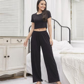 Einfarbige Kurzarmhose Freizeitanzug Homewear Pyjama