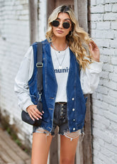 Gilet en jean à boutonnage unique, gilet décontracté