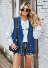 Gilet en jean à boutonnage unique, gilet décontracté