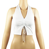 Outerwear Backless Slim Fit Inner Street Base Black V neck Pullover Solid Color Vest