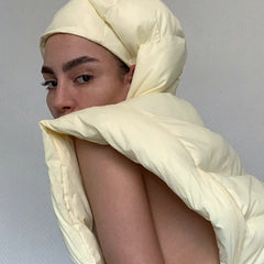 Einfarbiger ärmelloser Kapuzen-Reißverschluss mit Schnürung, Thermo-Fleece und Baumwollwattierung