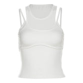 Trends Round Neck Camisole Slim Fit Cropped Solid Color All Matching Vest