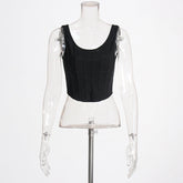 Corset à bretelles et à baleines, vêtement d'extérieur, tunique tridimensionnelle, ventre contracté, irrégulier, asymétrique, couleur unie