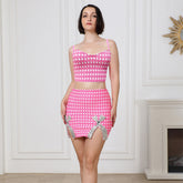 Outfit Socialite Sling Perlenrock Cocktailparty Elegantes kurzes Kleid Zweiteiliges Set