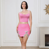 Outfit Socialite Sling Beaded Skirt Cocktail Party Elegant Short Dress Two Piece Set
