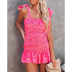 Robe portefeuille décontractée à bretelles spaghetti et motif feuille de lotus