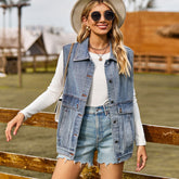Jeansweste, trendige ärmellose Jeansweste