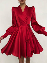 Long Sleeved Cardigan Solid Color Printing Dress
