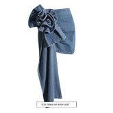 Personalized Three Dimensional Floral Stitching Ribbon High Waist All-Matching Sheath Denim Skirt