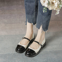 Escarpins à talons épais et ronds assortis pour femmes, style authentique