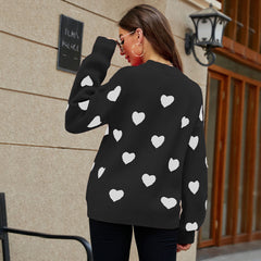 Valentinstag Liebe Rundhalsausschnitt Locker sitzender Strickpullover