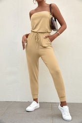 Jumpsuit mit Tube-Top und Trägern