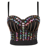 Haut tube à sequins perlés pour vêtements d'extérieur, soutien-gorge de douche, vêtements de performance, push-up, caraco de travail intensif, corset à armatures, corset à armatures