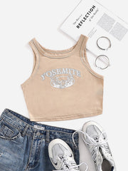 Casual cropped Print Short Chic Vest