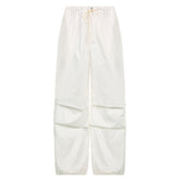 Pantalon décontracté rétro avec cordon de serrage et taille en dentelle, ample, jambes larges, pour exercices de danse, à la cheville