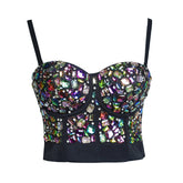 Perlenbesetztes Tube-Top Beauty Back Strap Variety Show Acryl Diamond Performance Wear Korsett