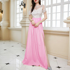 Robe en dentelle à manches courtes pour mariée, demoiselle d'honneur, cocktail, soirée