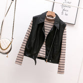 Reißverschluss Kragen Motorrad Ärmelloser Ledermantel Lederweste Weste Kunstleder Kurze Jacke