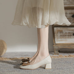 Women's Style Square Toe Soft Chunky Pumps