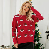 Christmas Sweater Christmas Hat Sweet round Neck Knitwear Cartoon Christmas Sweater