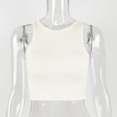 Slim Fit Cotton Rib Cropped Sleeveless Vest