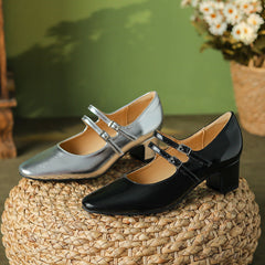 Square Toe Mary Jane French Style Vintage Heels