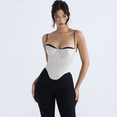 Camisole Irregular Asymmetric Bare Cropped Slim Fit Backless Boning Corset Top
