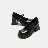 Women's Chunky Pumps High Large Round Toe