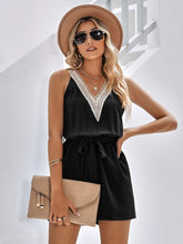 Casual Lace V neck Sleeveless Belt Romper