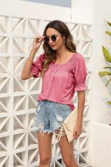 Top Loose Casual Short Sleeve Casual U Neck T Shirt