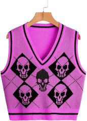 Vest Vest Coat Outerwear Knitted Halloween Sweater V-neck