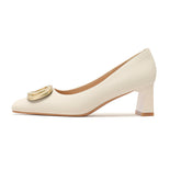 Women's Fu Square Toe Pumps Low Simple Heels