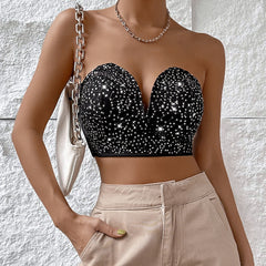 Nightclubs Street Sequ Deep V Plunge Niche Tube Top