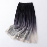 Velvet Gradient Color Two Sided Wear Mid Length Skirt