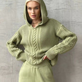 Street Shooting Langarm-Strickpullover mit Kapuze