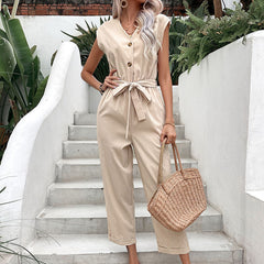 Slim Solid Color Jumpsuit
