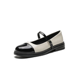 Women's Matching Genuine Style Round Head Chunky Heels