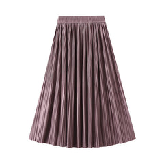 Draping Effect Pleated Skirt Skirt High Grade Mid Length A line Skirt