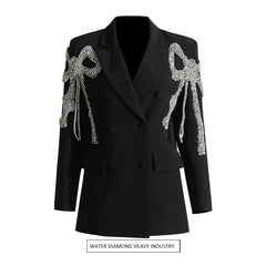 Korean Loose Straight Affordable Luxury Bow Stitching Blazer