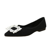 Women's Toe Rhinestone Square Buckle V Cut