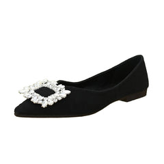 Women's Toe Rhinestone Square Buckle V Cut