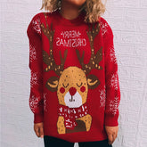 Christmas Theme Sweater Snowflake Elk round Neck Long Sleeve Knitted Pullover