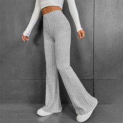 Casual Solid Color Micro Pull High Waist Pants Pants Slim Fit Slimming Winter