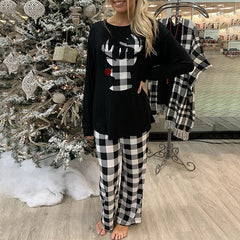 Christmas Elements Printed Homewear Long Sleeve Top Trousers Two Piece Set