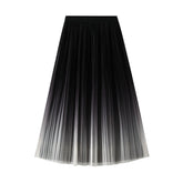 Elegant Graceful Gradient Color Pleated Skirt Light Luxury High Waist A line Skirt