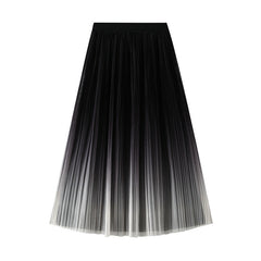 Elegant Graceful Gradient Color Pleated Skirt Light Luxury High Waist A line Skirt