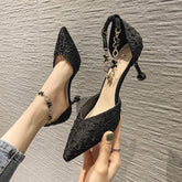 Women's Hollowed Pumps High Butterfly Buckle Heels