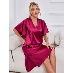 Pajamas Silk like High Grade Home Wear Ice Silk Satin Nightdress