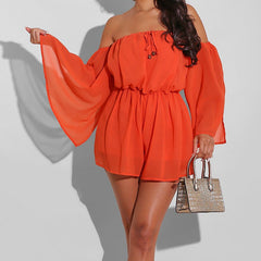 Short Sleeved Chiffon  Romper